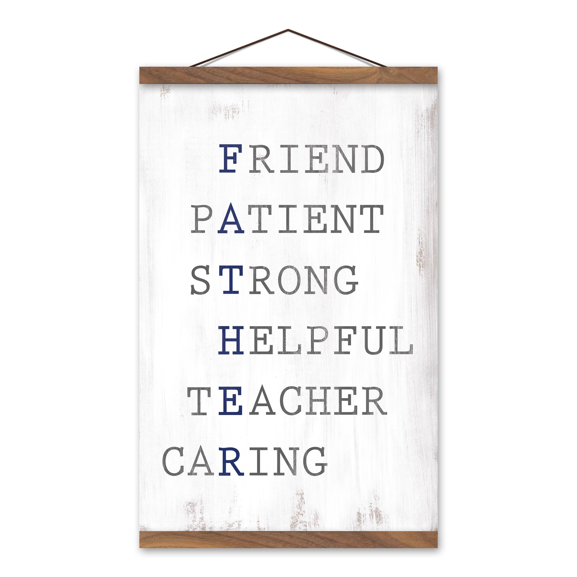 Father Acrostic Teak Hanging Canvas